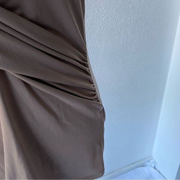 New York & Company Y2K Brown Short Sleeve Ruched Top SZ M - Picture 7 of 10